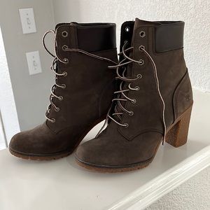 Brown Suede Heeled Timberland Booties